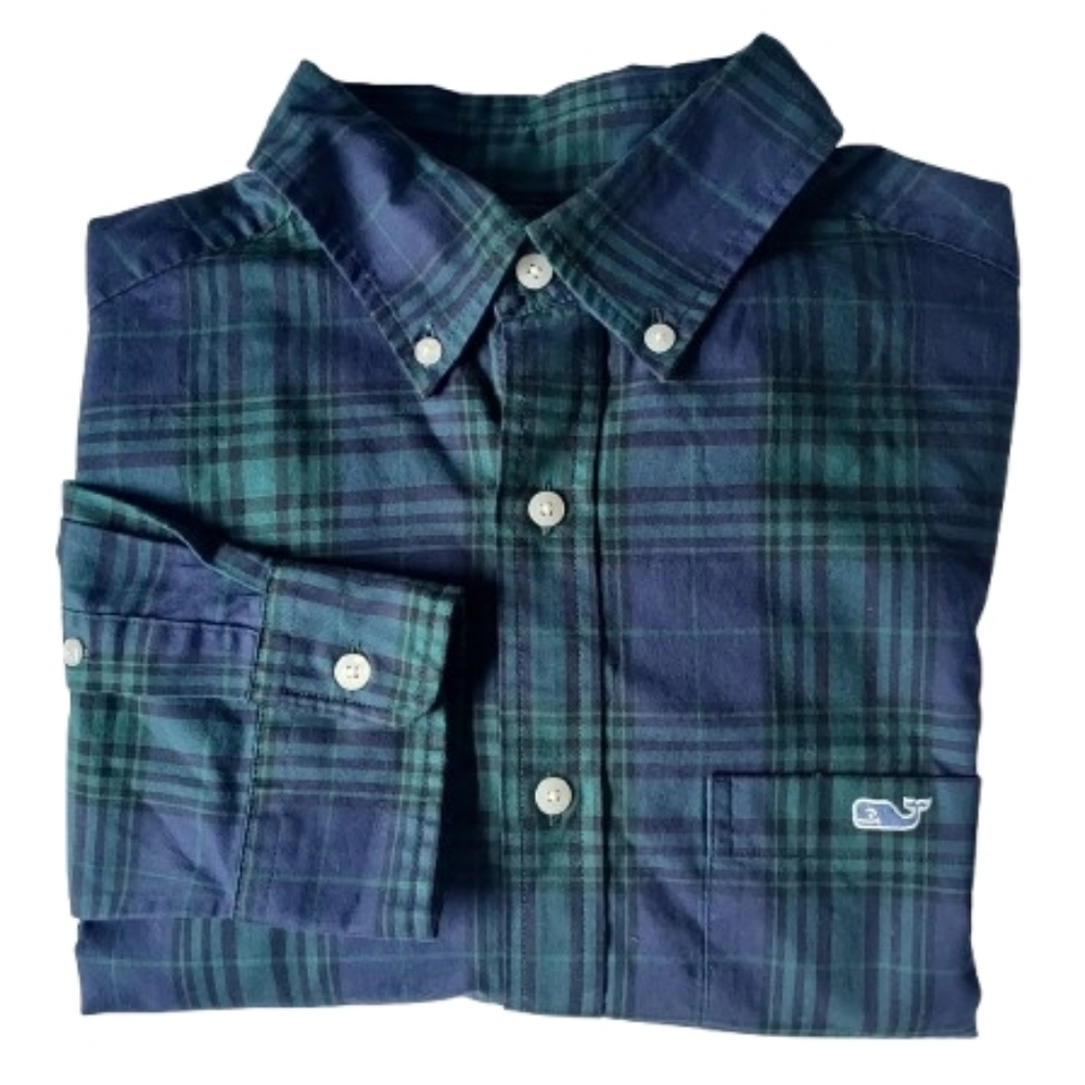 Vineyard Vines Men's Blackwatch Plaid Long Sleeve Shirt Small NEW NWT